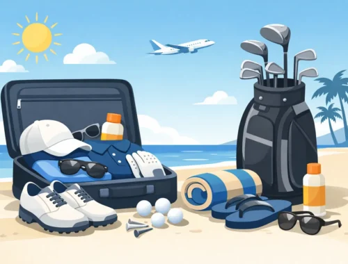 Hvað þarf að vera í golfhandfarangri í sólarferð?