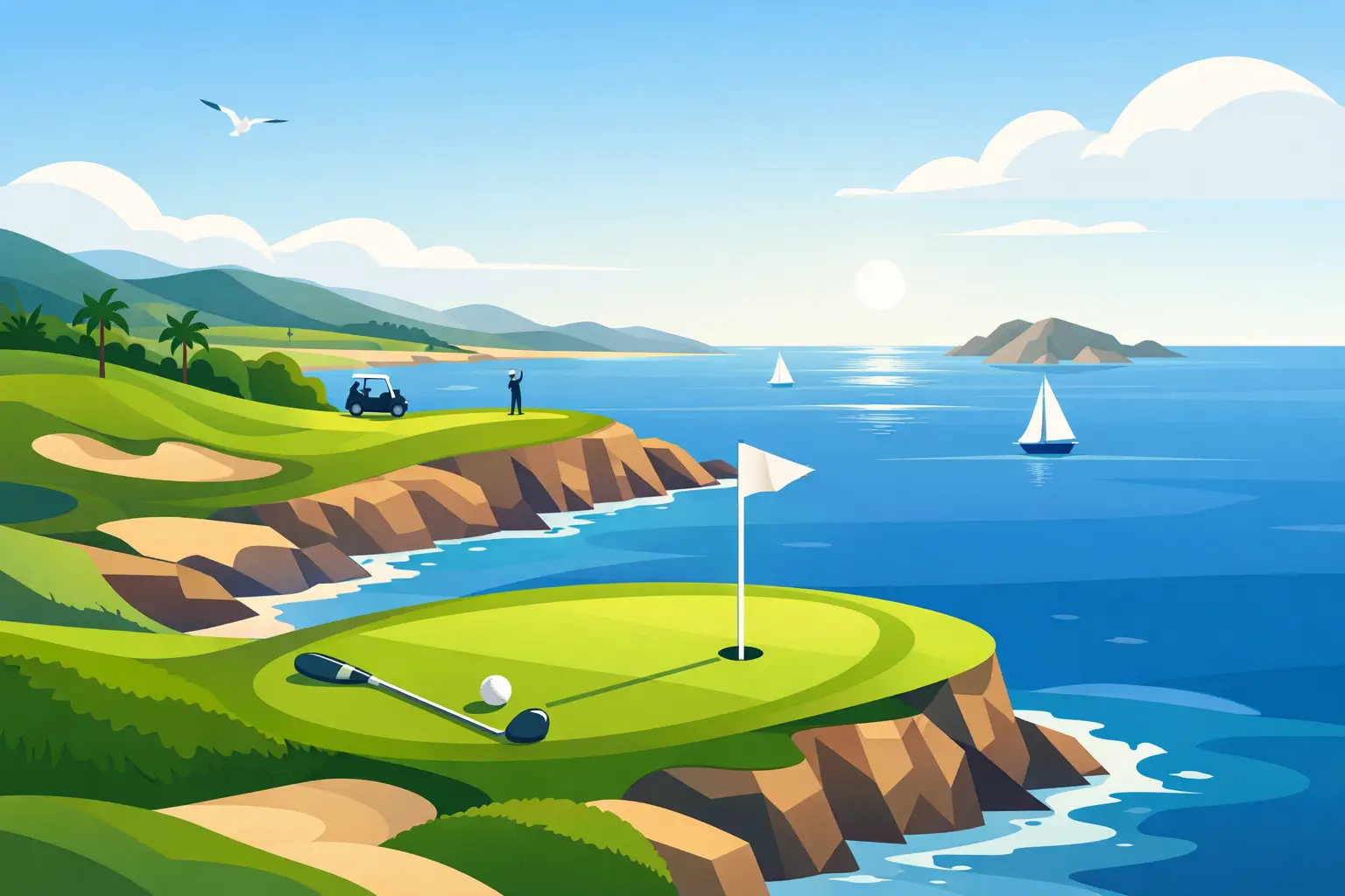 Sjö golfvellir með sjávarútsýni fyrir golffrí