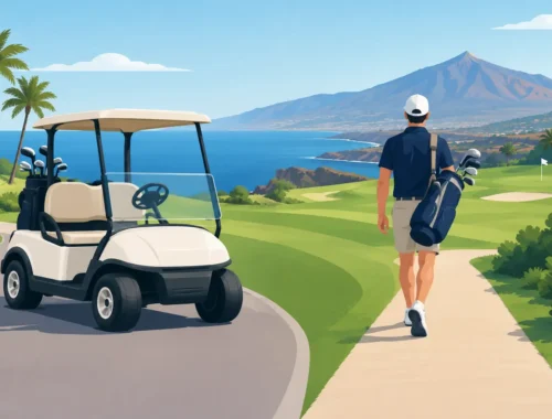 Golfbíll eða gönguvagn fyrir hring á Tenerife?