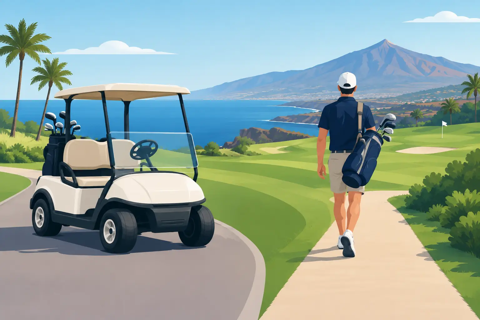 Golfbíll eða gönguvagn fyrir hring á Tenerife?