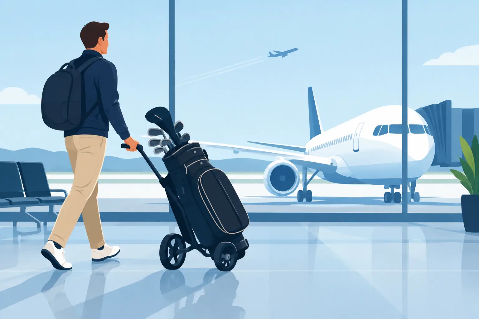 Má taka golfkerru í flug? Reglur og ráð