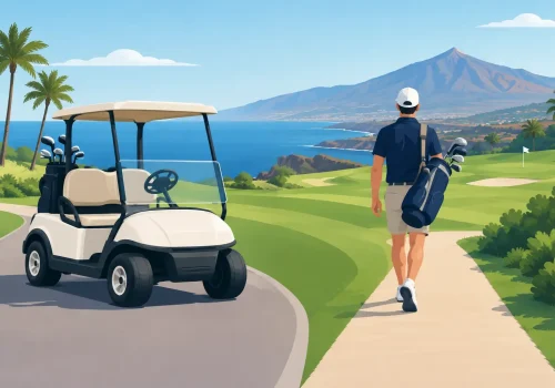 Golfbíll eða gönguvagn fyrir hring á Tenerife?
